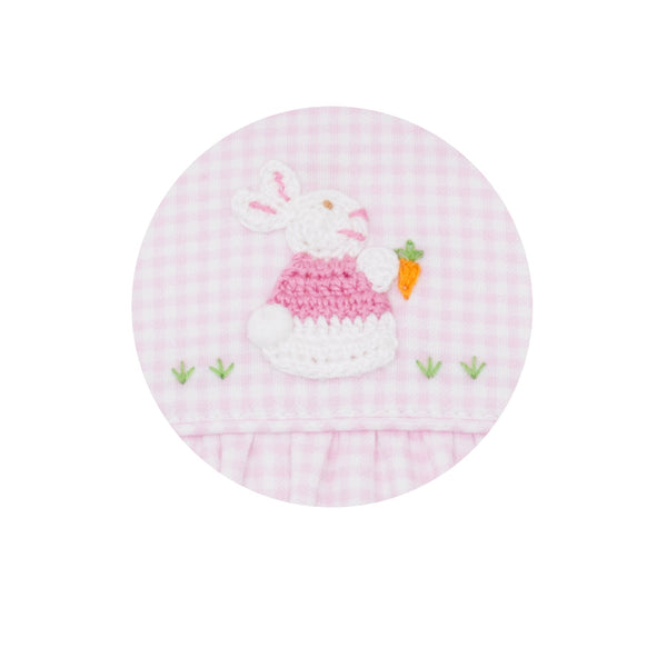 Crochet Bunny Ruffle Bubble- Pink Gingham