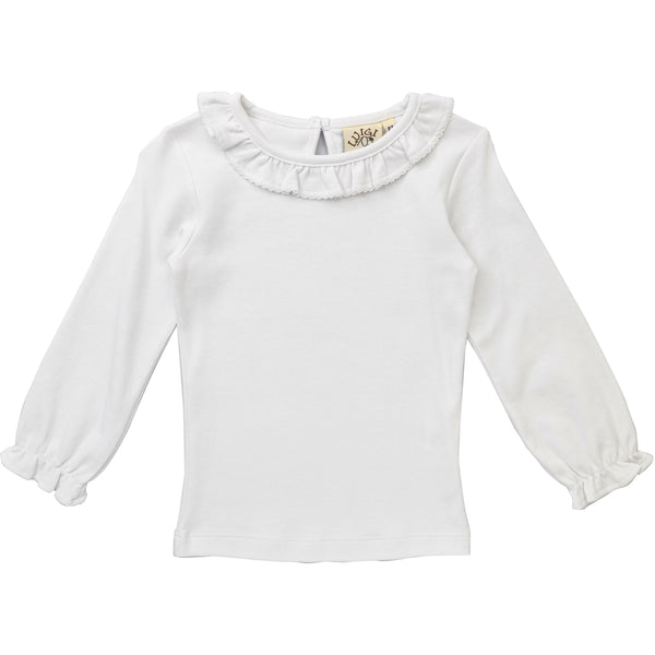 Ruffle Collar Top - White