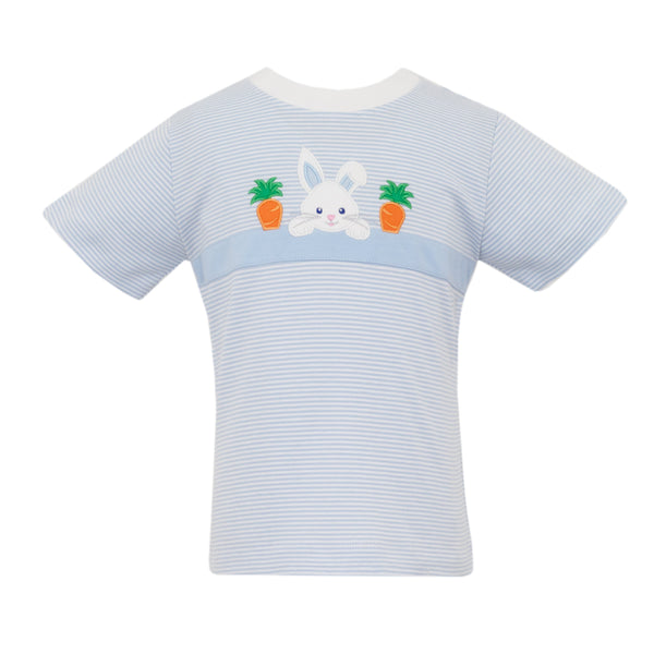 Bunny Face Knit T-Shirt- Lt. Blue Stripe