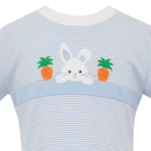 Bunny Face Knit T-Shirt- Lt. Blue Stripe