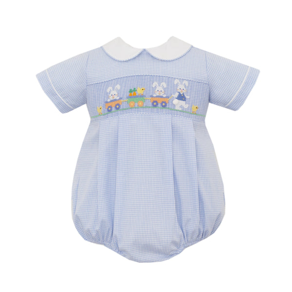 Bunnies Wagon Bubble- Lt. Blue Gingham