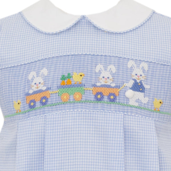 Bunnies Wagon Bubble- Lt. Blue Gingham