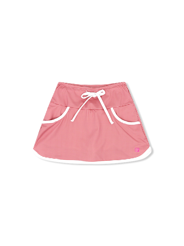 Tiffany Tennis Skort- Candy Apple Red Mingingham, Pure Coconut