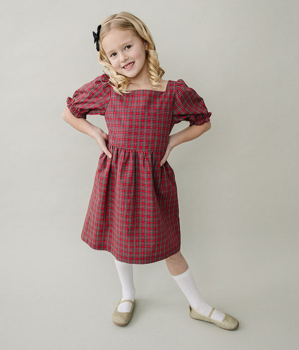 Puff Sleeve Plaid Dress