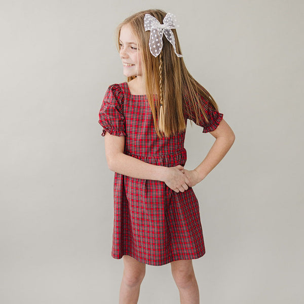 Puff Sleeve Plaid Dress