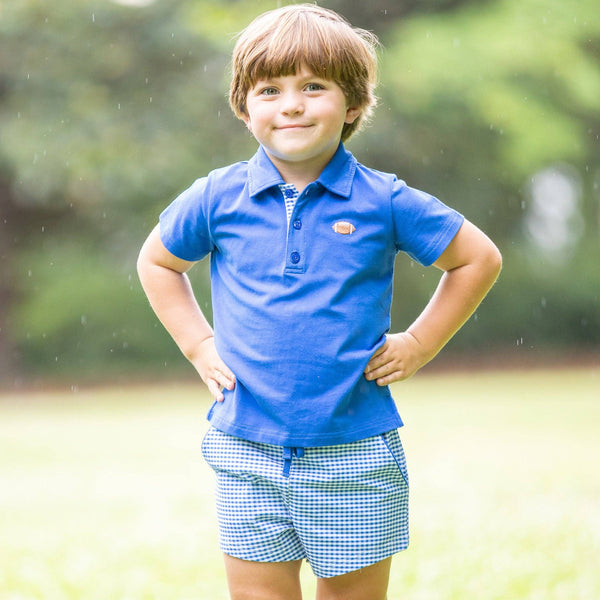 Gameday Check Shrimp Shorts- Royal Blue