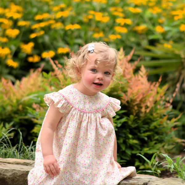 Pink & Yellow Floral Bishop Dress