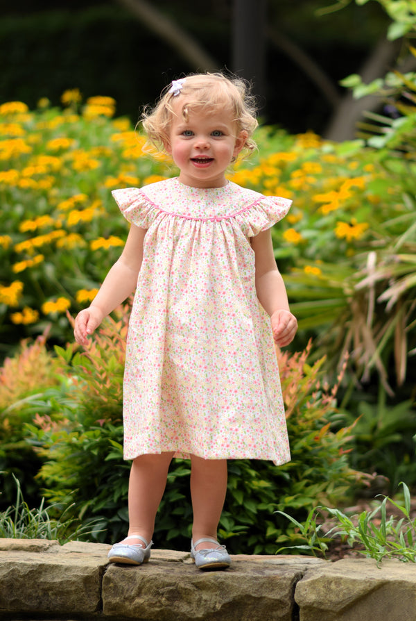 Pink & Yellow Floral Bishop Dress