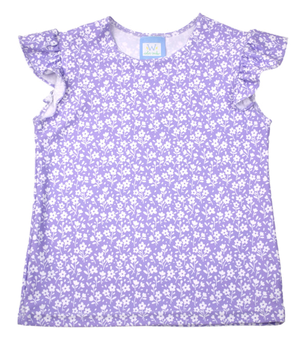 Angel Sleeve Top- Lavender Floral