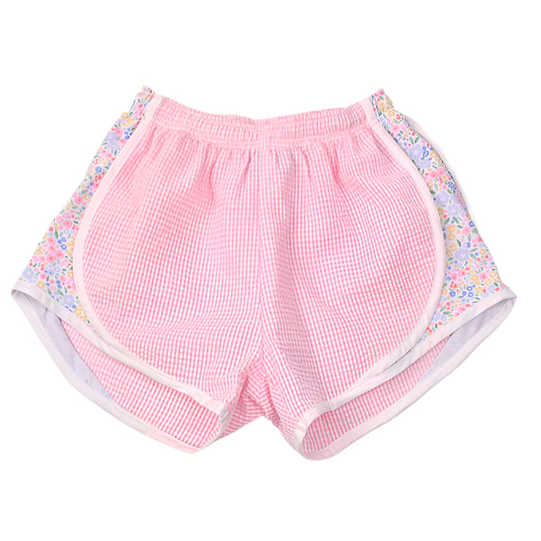 Pink Check Shorts (Meadow Floral Side)