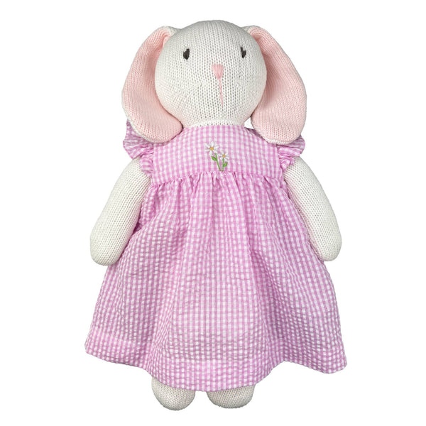 Knit Bunny Doll w/ Pink Check Dress