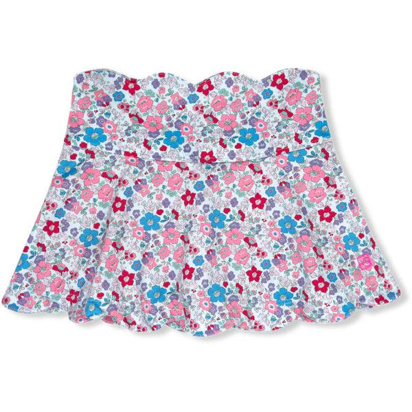 Zoe Scallop Skort- Bloomberry Floral, Power Pink