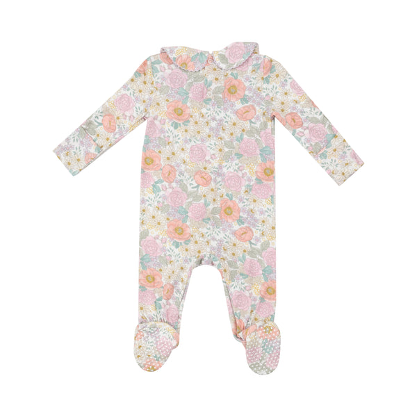 Peonies and Roses- Smocked Peter Pan Footie