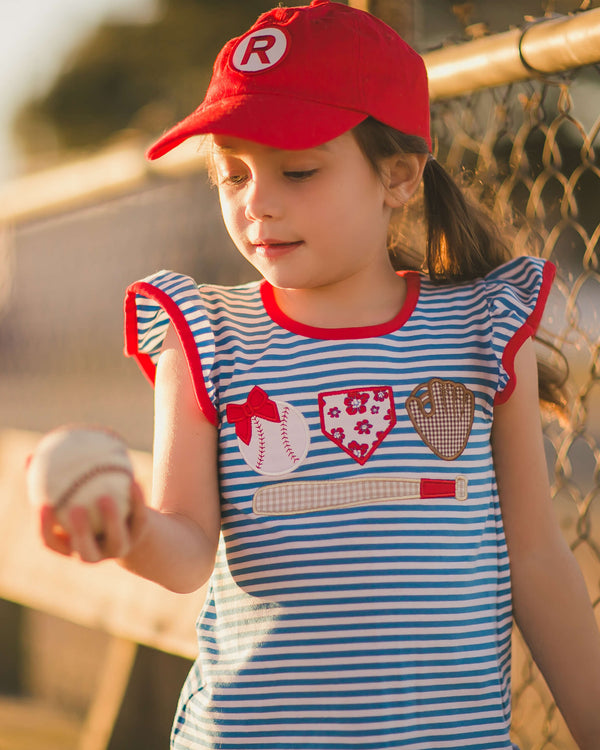 Home Run Baseball Applique Ruffle Short Set