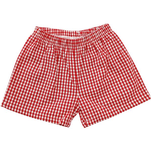 Gingham Shorts- Crimson