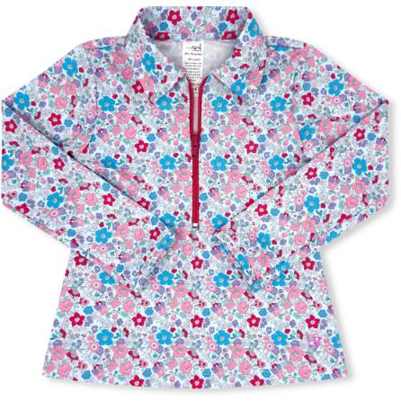 Heather Half Zip- Bloomberry Floral, Power Pink