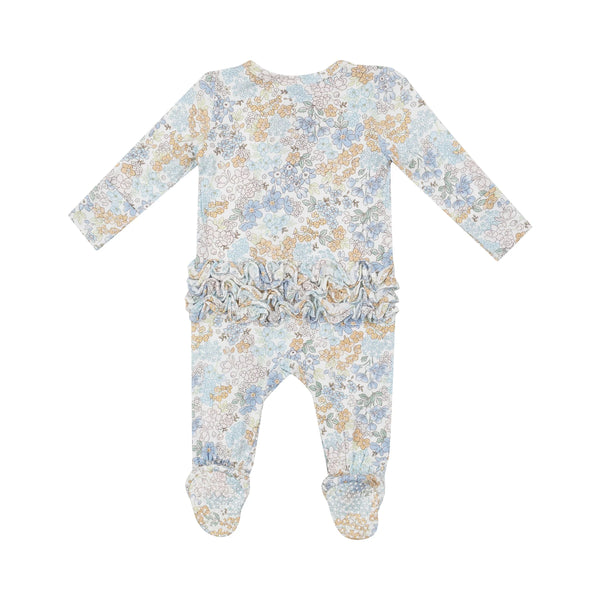 Edith's Floral- 2 Way Zipper Ruffle Footie