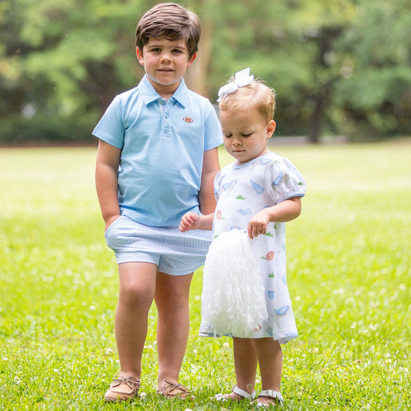 Gameday Check Shrimp Shorts- Light Blue