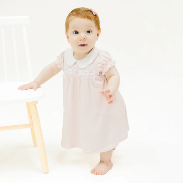 Pink Smocked Collar Dress W/ Bloomers