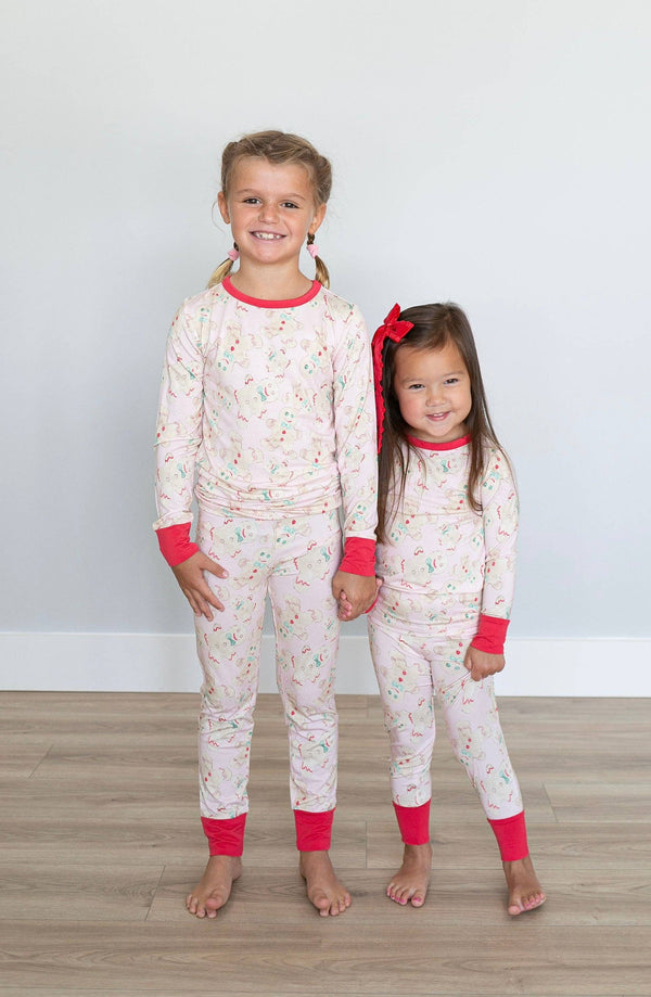 Pink Gingerbread Two Piece Pajama Pants Set