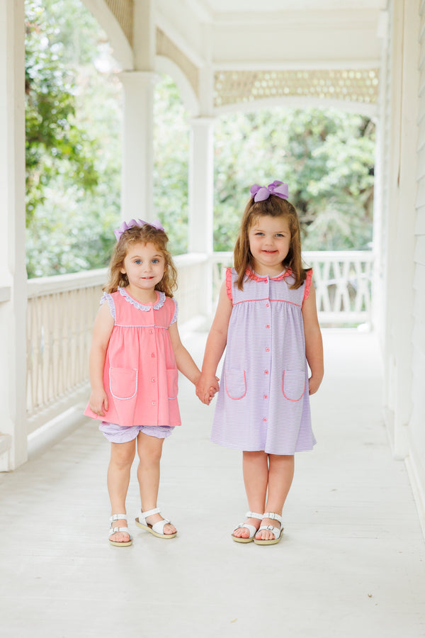 Harper Dress- Purple Stripe and Pink