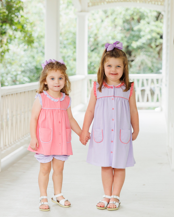 Harper Dress- Purple Stripe and Pink