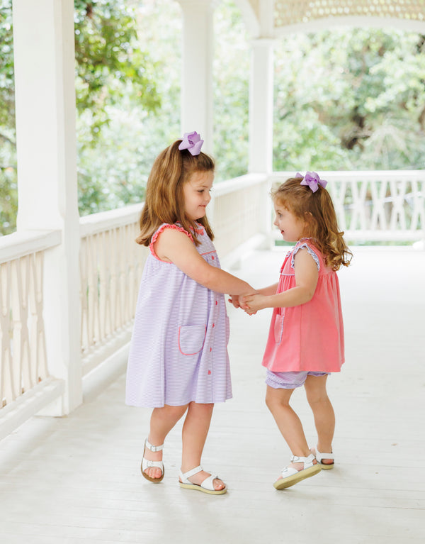 Harper Dress- Purple Stripe and Pink