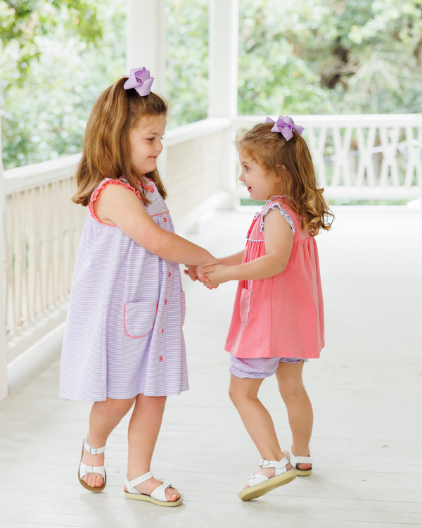 Harper Dress- Purple Stripe and Pink