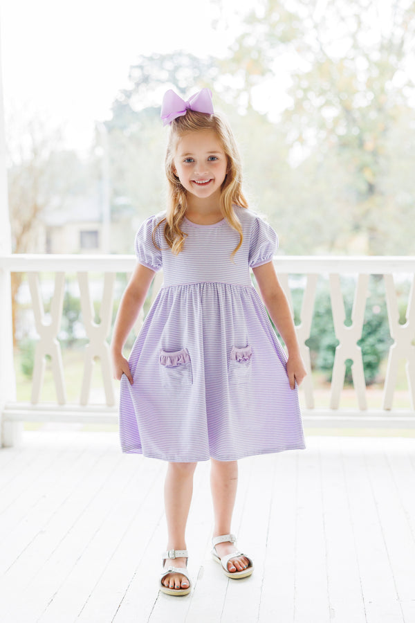 Kate Dress- Lavender Stripe