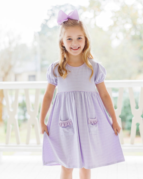 Kate Dress- Lavender Stripe