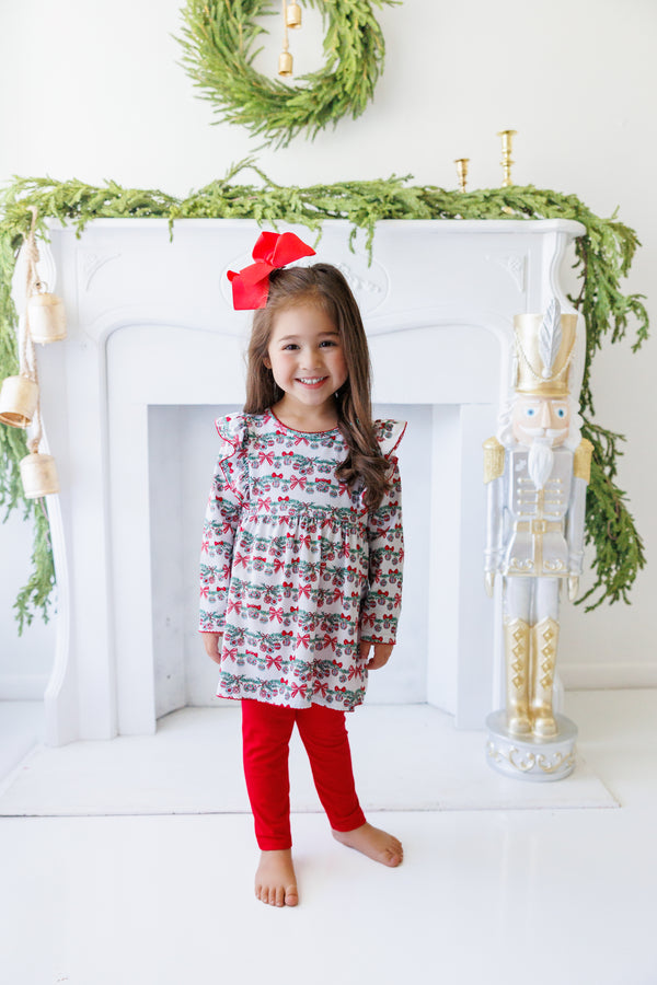 Bows & Baubles Christmas Flutter Pants Set