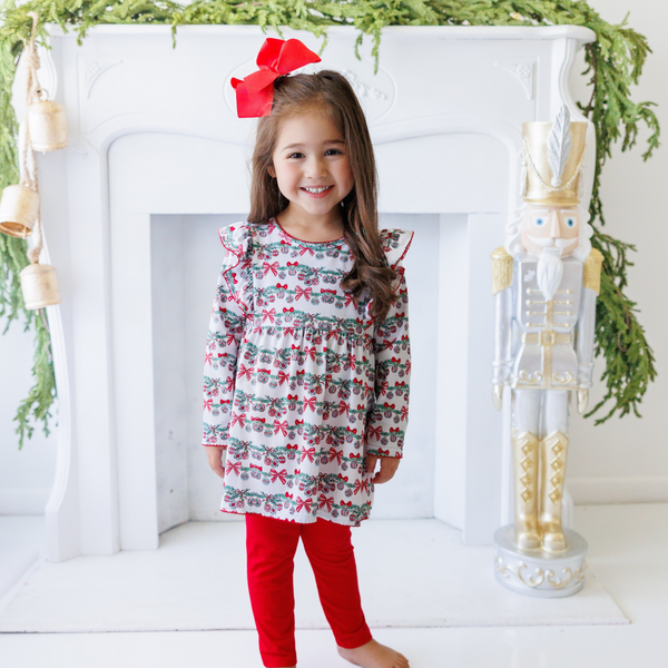 Bows & Baubles Christmas Flutter Pants Set