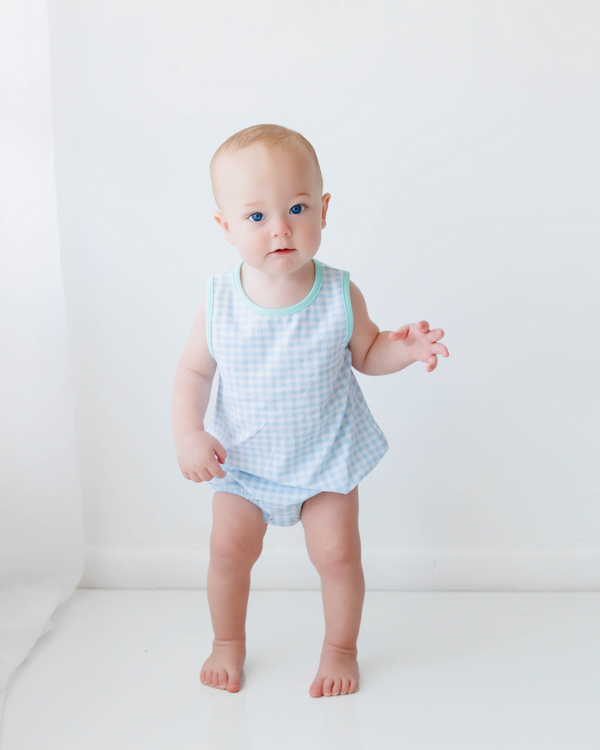 Avery Bubble- Blue Gingham and Mint