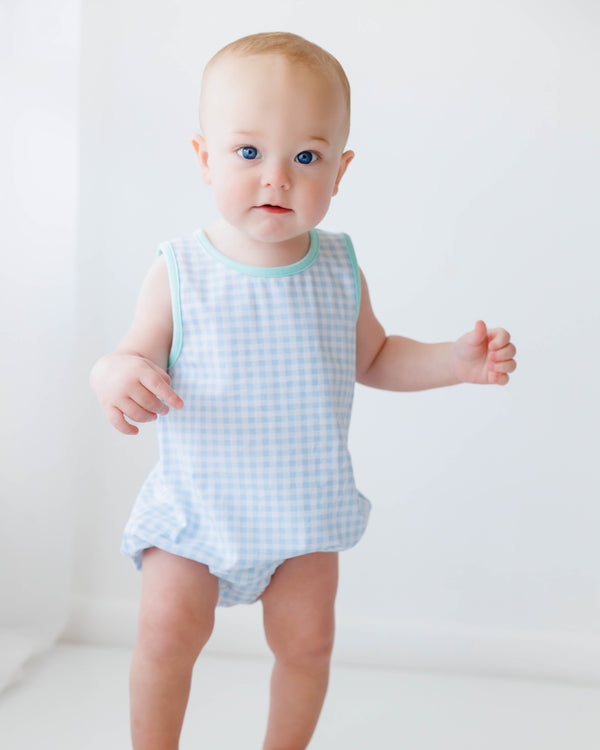 Avery Bubble- Blue Gingham and Mint