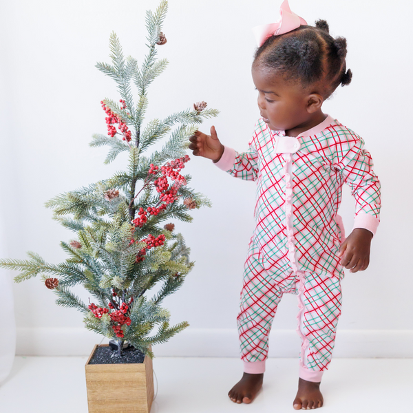 Merry & Bright Christmas Plaid Ruffle Romper