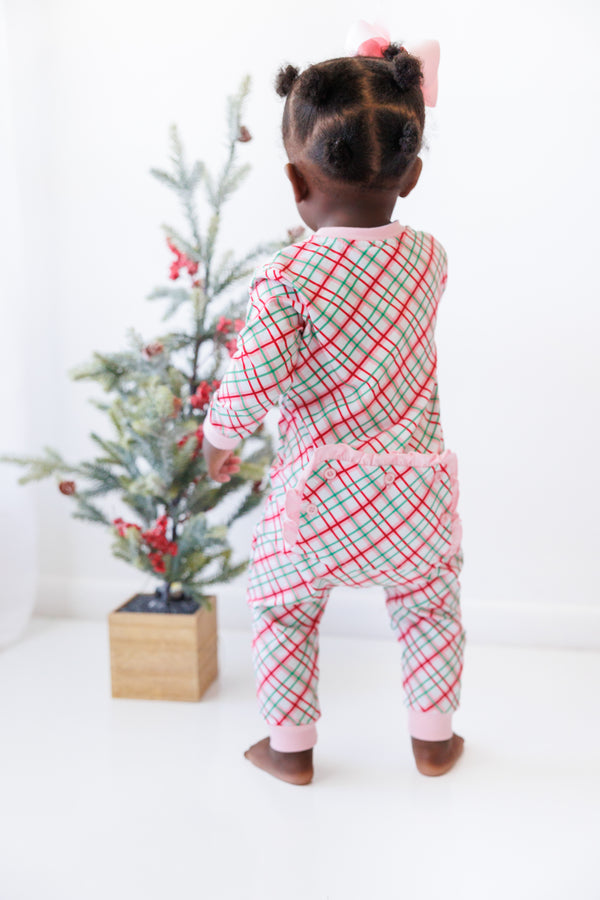 Merry & Bright Christmas Plaid Ruffle Romper