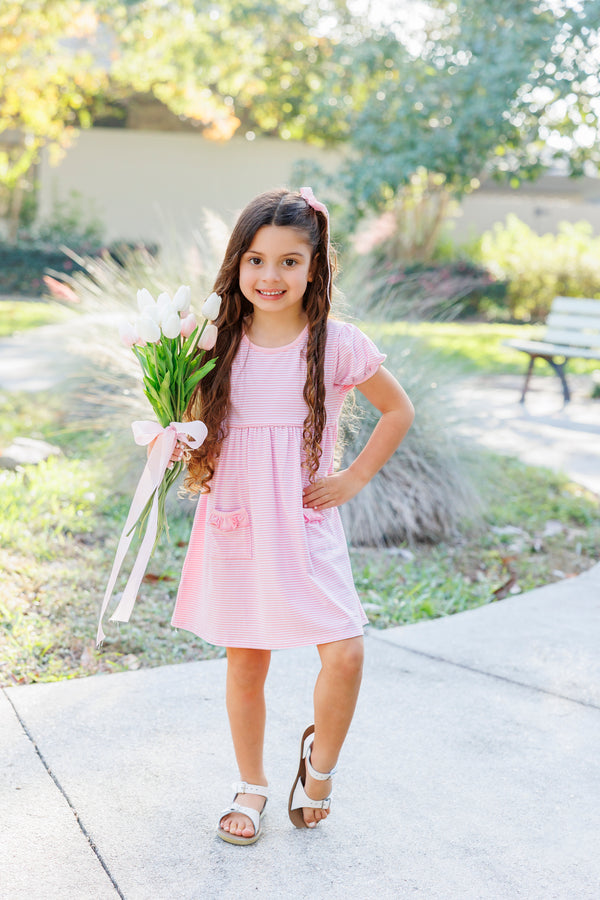 Kate Dress- Light Pink Stripe