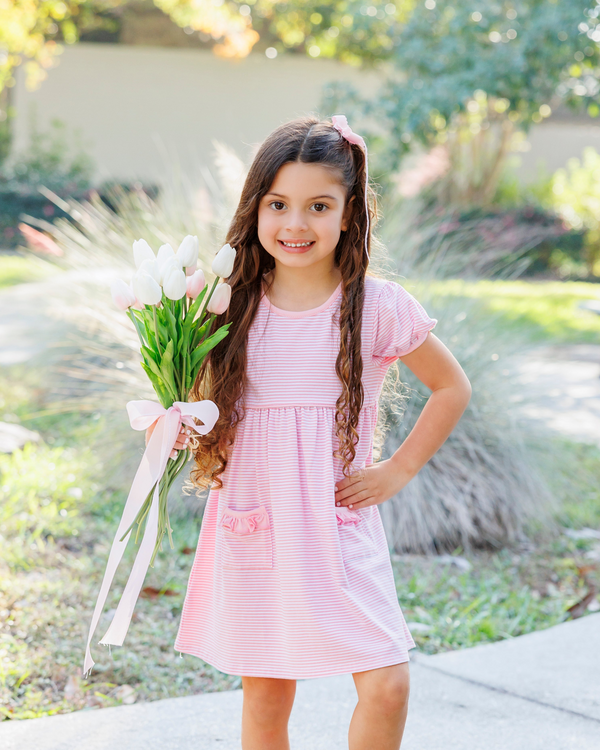 Kate Dress- Light Pink Stripe