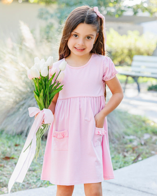 Kate Dress- Light Pink Stripe