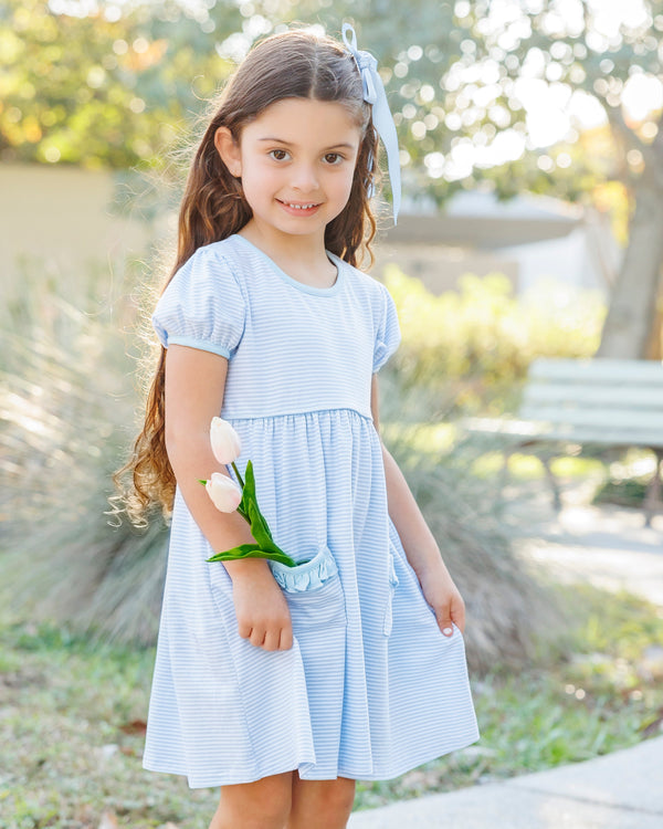 Kate Dress- Light Blue Stripe