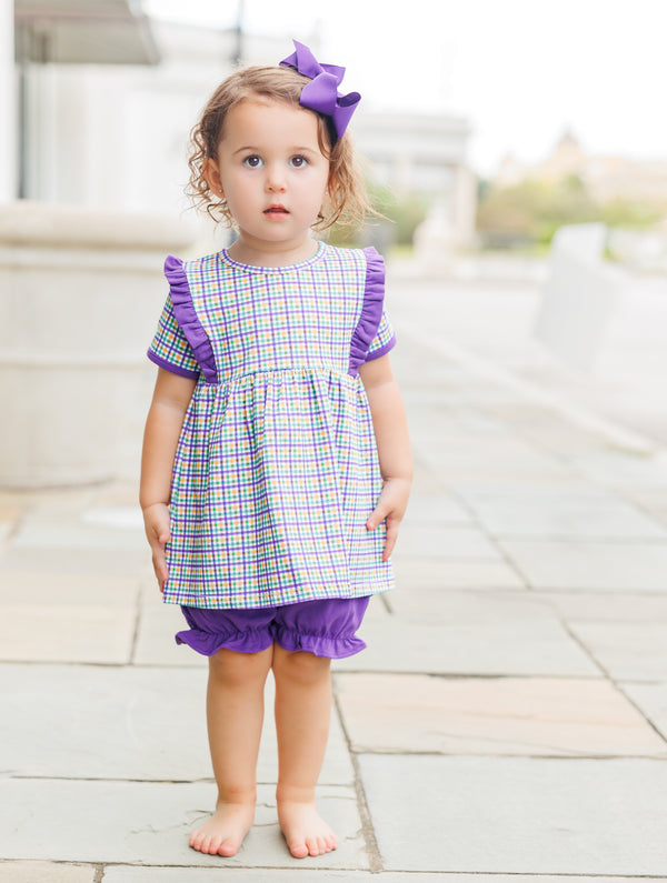 Mardi Gras Plaid Bloomer Set