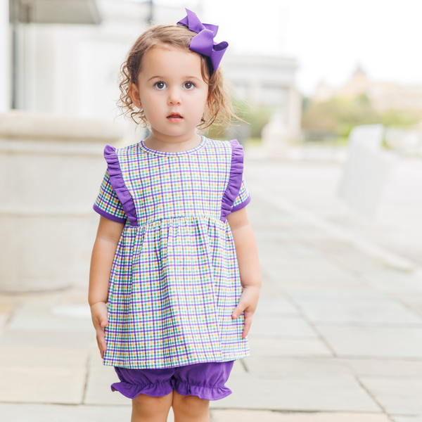 Mardi Gras Plaid Bloomer Set