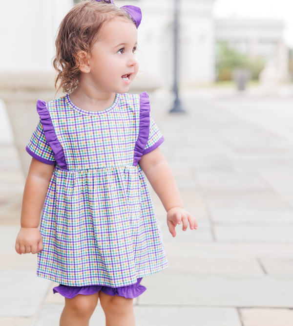 Mardi Gras Plaid Bloomer Set