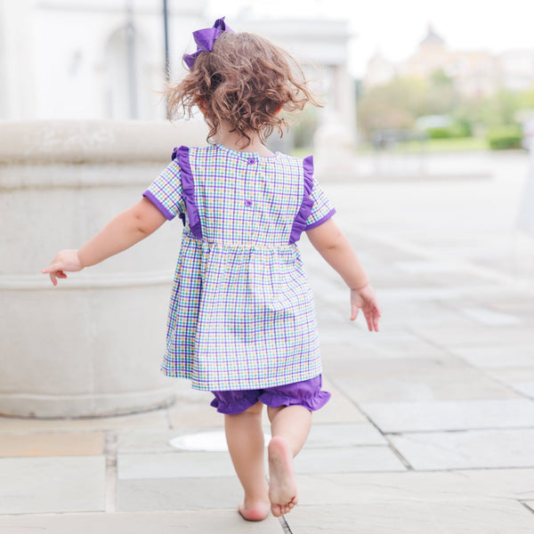 Mardi Gras Plaid Bloomer Set