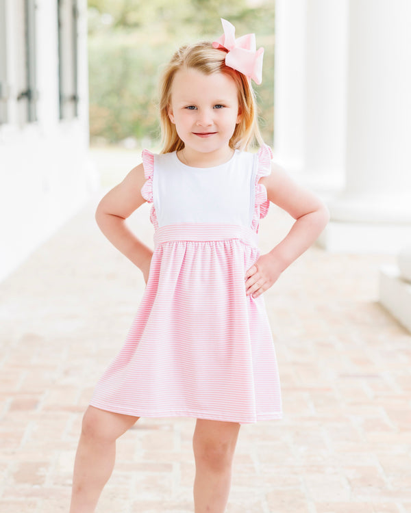 Sophia Dress- Light Pink Stripe