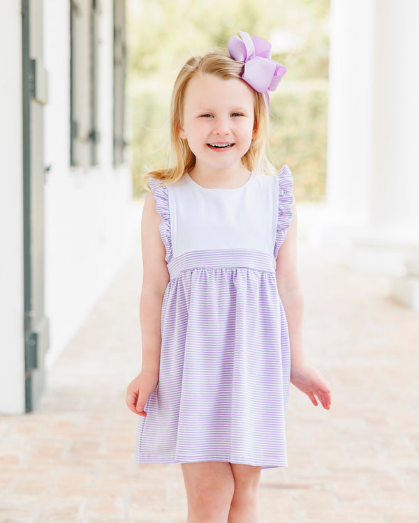 Sophia Dress- Lavender Stripe