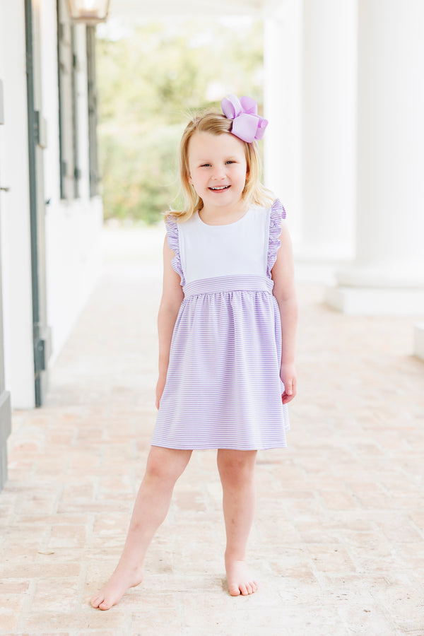 Sophia Dress- Lavender Stripe