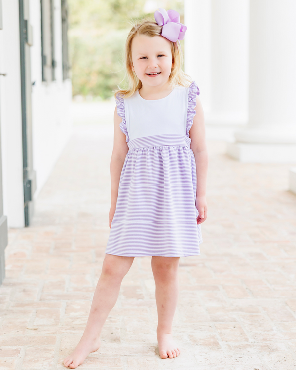 Sophia Dress- Lavender Stripe