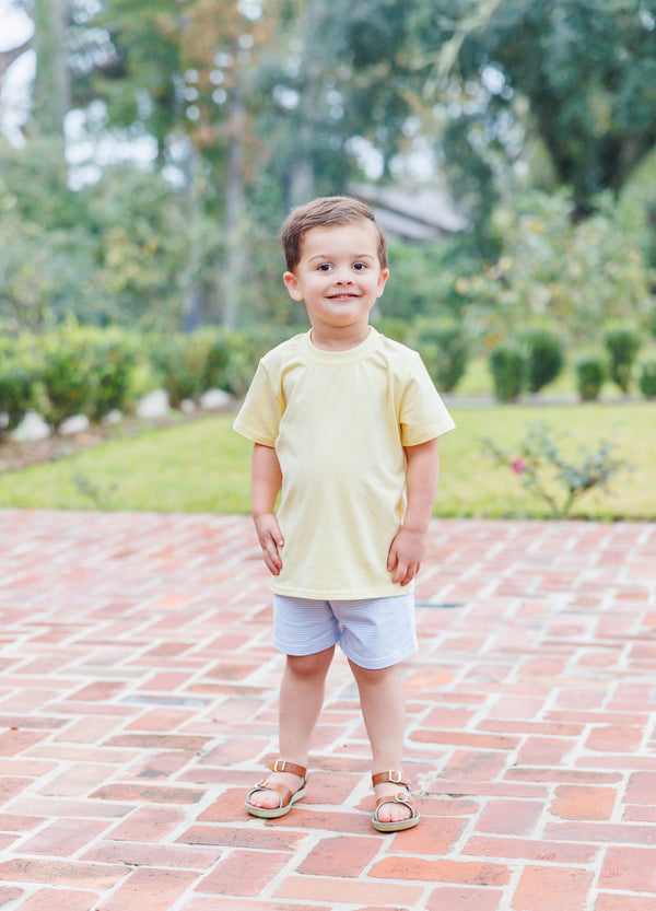 Drew Short Set- Yellow with Light Blue Stripe