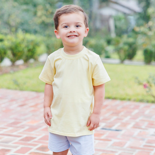 Drew Short Set- Yellow with Light Blue Stripe